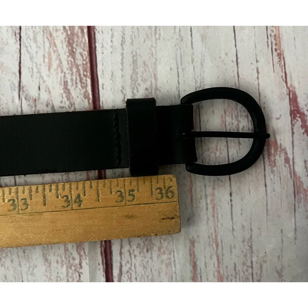 Kids Black 100% Leather Belt Size M Matte Black Buckle 100097062W
